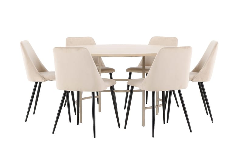 Rund matgrupp Venture Home Beige Beige 6st - Møbler - Borde - Spisebordssæt