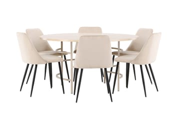 Rund matgrupp Venture Home Beige Beige 6st - Møbler - Borde - Spisebordssæt