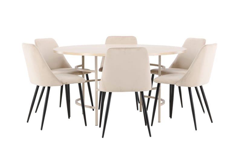Rund matgrupp Venture Home Beige Beige 6st - Møbler - Borde - Spisebordssæt