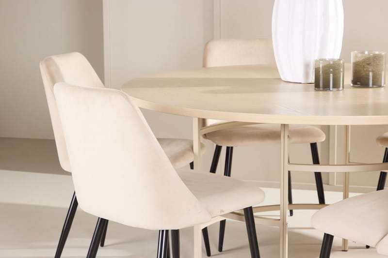 Rund matgrupp Venture Home Beige Beige 6st - Møbler - Borde - Spisebordssæt