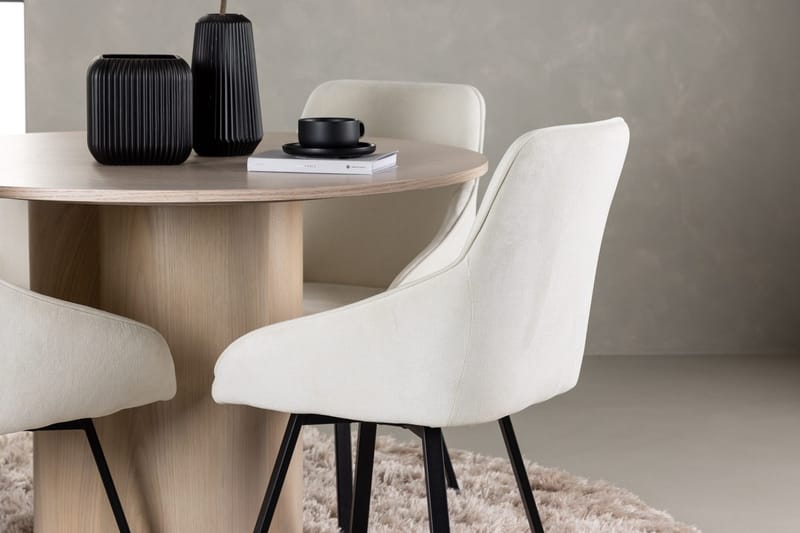 Rund matgrupp Venture Home Beige Ljust trä 4st - Møbler - Borde - Spisebordssæt