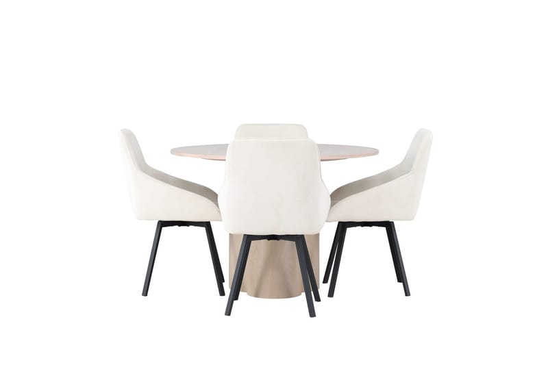 Rund matgrupp Venture Home Beige Ljust trä 4st - Møbler - Borde - Spisebordssæt