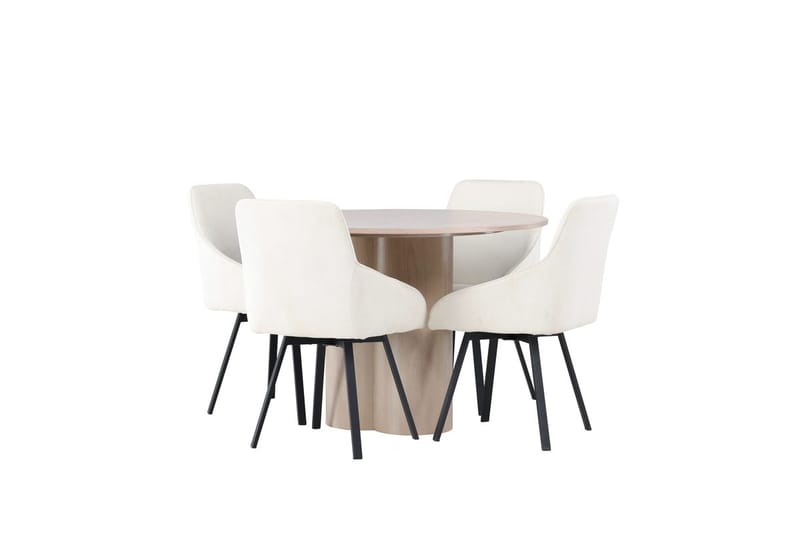 Rund matgrupp Venture Home Beige Ljust trä 4st - Møbler - Borde - Spisebordssæt