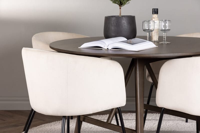 Rund matgrupp Venture Home Beige Mörkbrun 4st - Mørkebrun - Møbler - Borde - Spisebordssæt