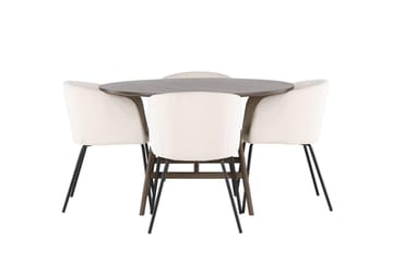 Rund matgrupp Venture Home Beige Mörkbrun 4st - Mørkebrun - Møbler - Borde - Spisebordssæt