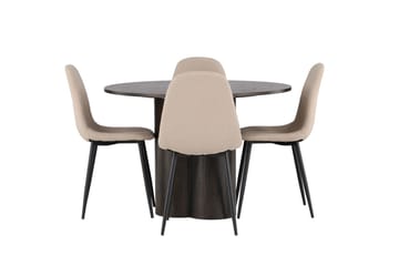 Rund matgrupp Venture Home Beige Mörkbrun 4st - Mørkebrun - Møbler - Borde - Spisebordssæt