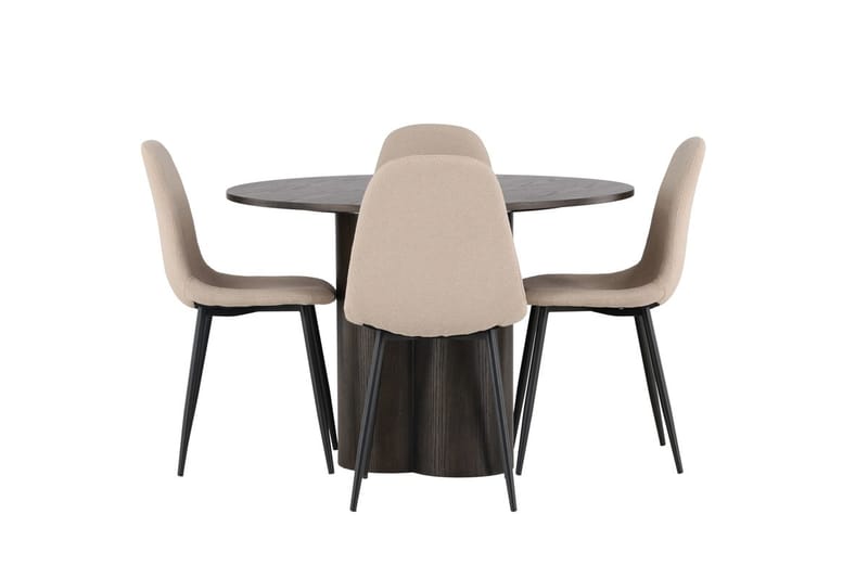 Rund matgrupp Venture Home Beige Mörkbrun 4st - Mørkebrun - Møbler - Borde - Spisebordssæt