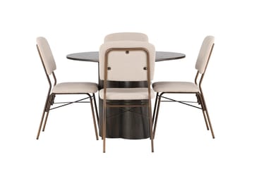 Rund matgrupp Venture Home Beige Mörkbrun 4st - Mørkebrun - Møbler - Borde - Spisebordssæt
