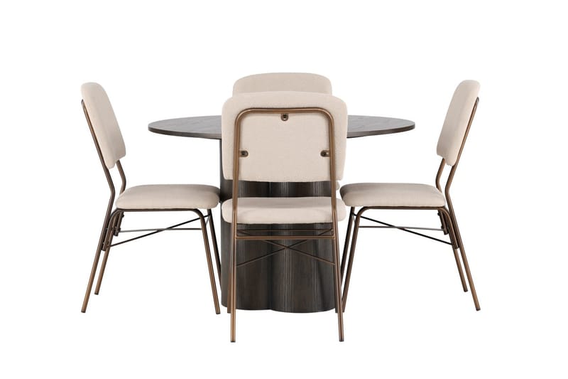 Rund matgrupp Venture Home Beige Mörkbrun 4st - Mørkebrun - Møbler - Borde - Spisebordssæt
