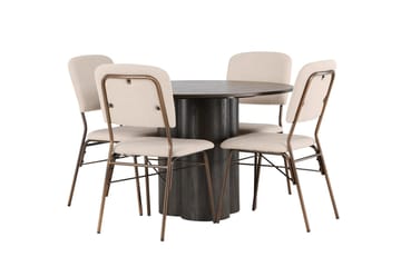 Rund matgrupp Venture Home Beige Mörkbrun 4st - Mørkebrun - Møbler - Borde - Spisebordssæt