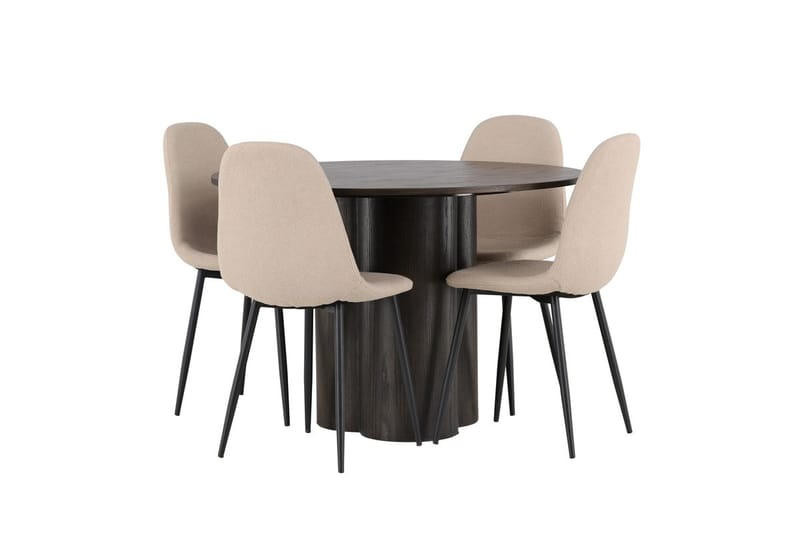 Rund matgrupp Venture Home Beige Mörkbrun 4st - Mørkebrun - Møbler - Borde - Spisebordssæt