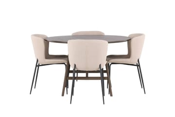 Rund matgrupp Venture Home Beige Mörkbrun 4st - Møbler - Borde - Spisebordssæt