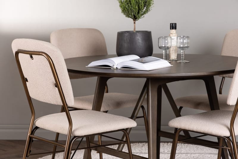 Rund matgrupp Venture Home Beige Mörkbrun 4st - Møbler - Borde - Spisebordssæt