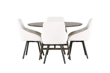 Rund matgrupp Venture Home Beige Mörkbrun 4st - Møbler - Borde - Spisebordssæt