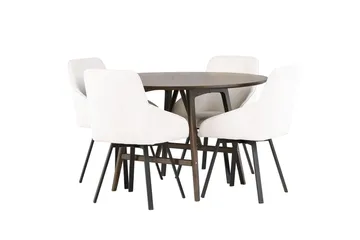 Rund matgrupp Venture Home Beige Mörkbrun 4st - Møbler - Borde - Spisebordssæt