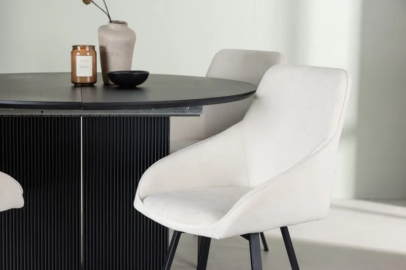 Rund matgrupp Venture Home Beige Svart 4st - Møbler - Borde - Spisebordssæt