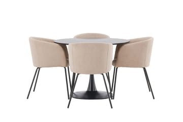 Rund matgrupp Venture Home Beige Svart 4st - Møbler - Borde - Spisebordssæt