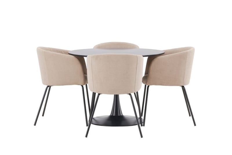 Rund matgrupp Venture Home Beige Svart 4st - Møbler - Borde - Spisebordssæt