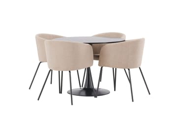 Rund matgrupp Venture Home Beige Svart 4st - Møbler - Borde - Spisebordssæt