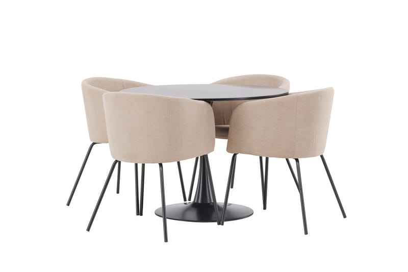 Rund matgrupp Venture Home Beige Svart 4st - Møbler - Borde - Spisebordssæt