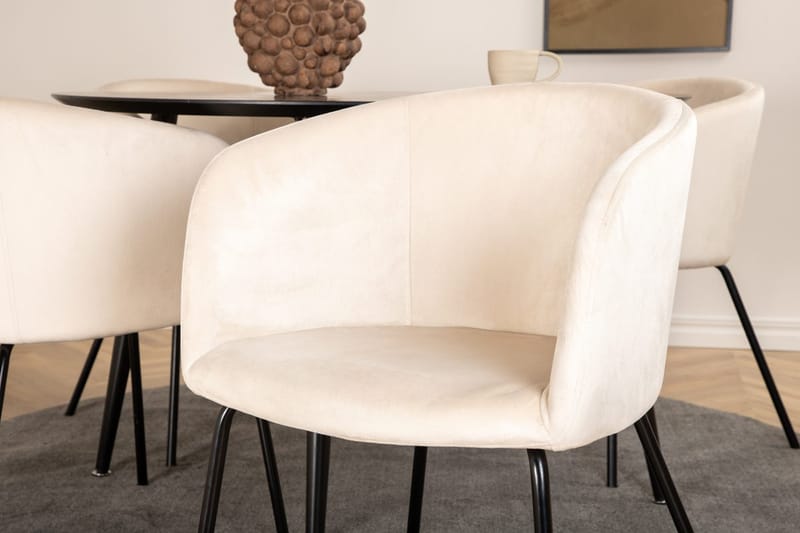 Rund matgrupp Venture Home Beige Svart 4st - Møbler - Borde - Spisebordssæt