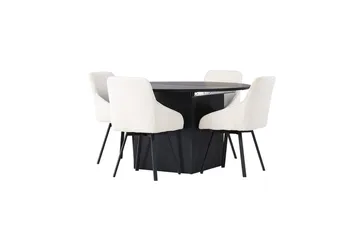 Rund matgrupp Venture Home Beige Svart 4st - Møbler - Borde - Spisebordssæt