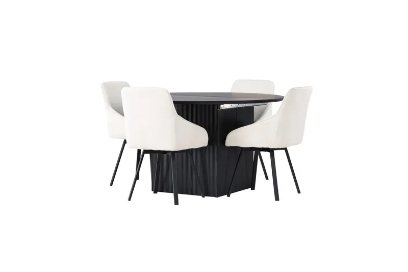 Rund matgrupp Venture Home Beige Svart 4st - Møbler - Borde - Spisebordssæt