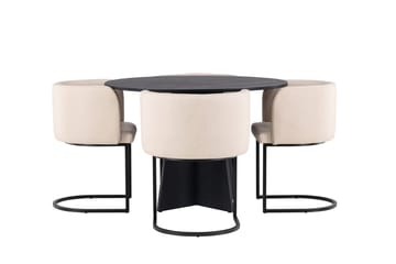 Rund matgrupp Venture Home Beige Svart 4st - Møbler - Borde - Spisebordssæt