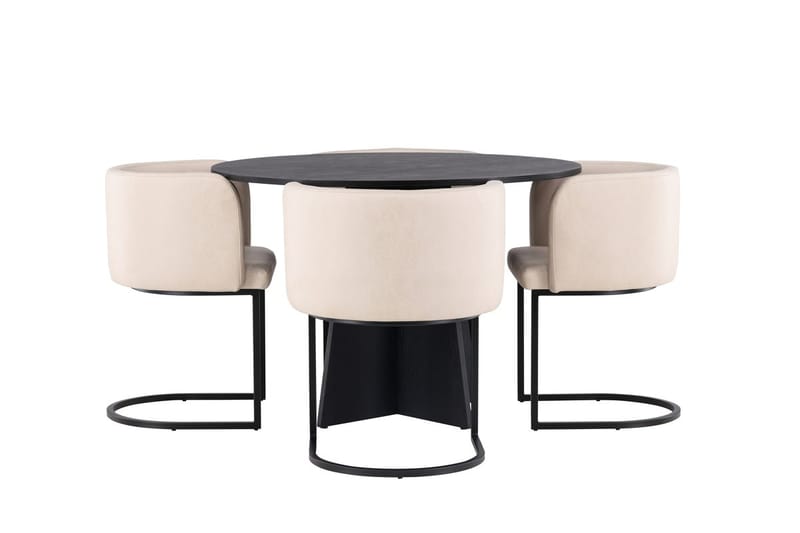 Rund matgrupp Venture Home Beige Svart 4st - Møbler - Borde - Spisebordssæt