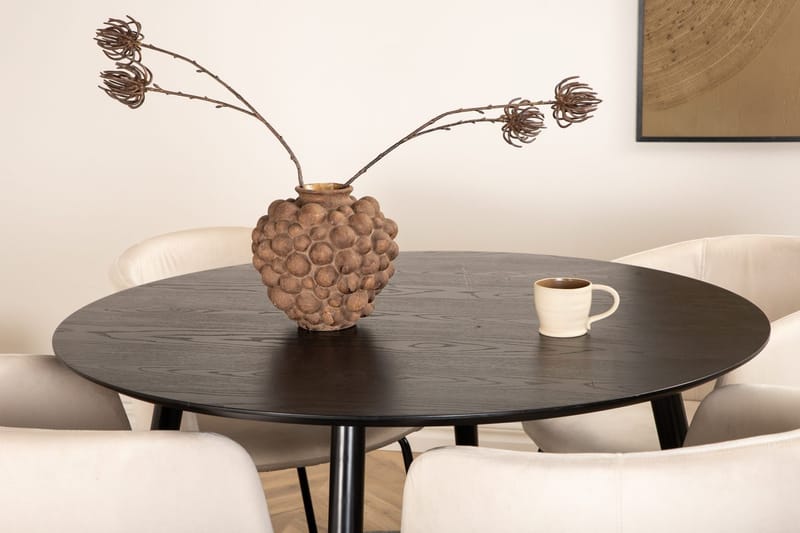 Rund matgrupp Venture Home Beige Svart 4st - Møbler - Borde - Spisebordssæt