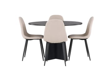 Rund matgrupp Venture Home Beige Svart 4st - Møbler - Borde - Spisebordssæt