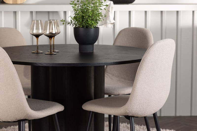 Rund matgrupp Venture Home Beige Svart 4st - Møbler - Borde - Spisebordssæt