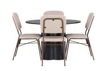 Rund matgrupp Venture Home Beige Svart 4st - Møbler - Borde - Spisebordssæt