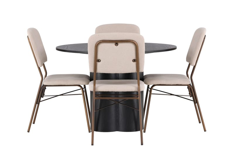 Rund matgrupp Venture Home Beige Svart 4st - Møbler - Borde - Spisebordssæt