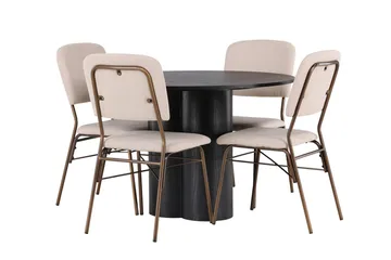 Rund matgrupp Venture Home Beige Svart 4st - Møbler - Borde - Spisebordssæt