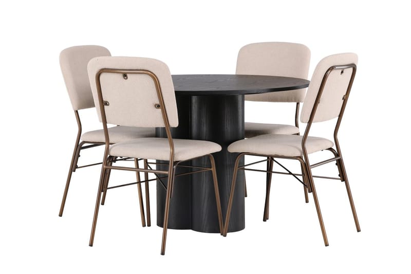 Rund matgrupp Venture Home Beige Svart 4st - Møbler - Borde - Spisebordssæt
