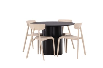 Rund matgrupp Venture Home Beige Svart 4st - Møbler - Borde - Spisebordssæt