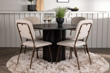 Rund matgrupp Venture Home Beige Svart 4st - Møbler - Borde - Spisebordssæt