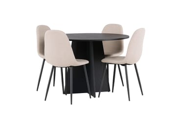 Rund matgrupp Venture Home Beige Svart 4st - Møbler - Borde - Spisebordssæt