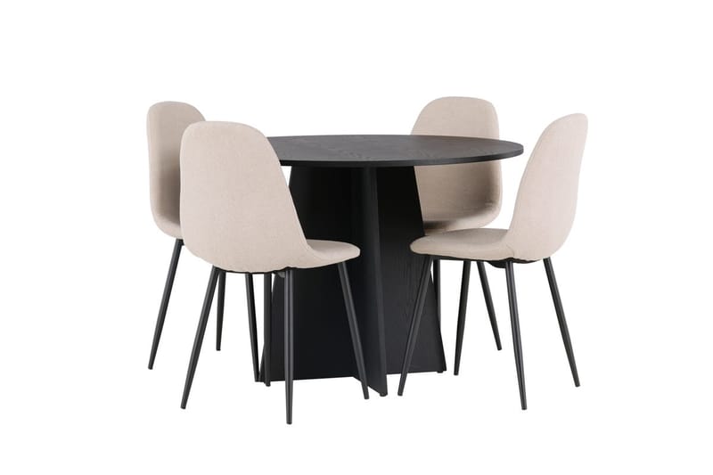 Rund matgrupp Venture Home Beige Svart 4st - Møbler - Borde - Spisebordssæt
