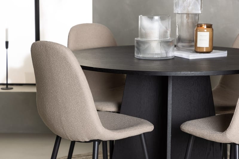 Rund matgrupp Venture Home Beige Svart 4st - Møbler - Borde - Spisebordssæt