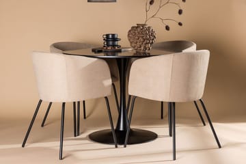 Rund matgrupp Venture Home Beige Svart 4st - Møbler - Borde - Spisebordssæt