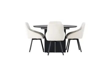 Rund matgrupp Venture Home Beige Svart 4st - Møbler - Borde - Spisebordssæt