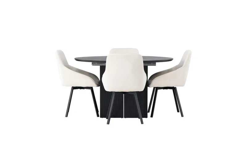 Rund matgrupp Venture Home Beige Svart 4st - Møbler - Borde - Spisebordssæt