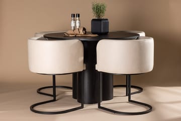 Rund matgrupp Venture Home Beige Svart 4st - Møbler - Borde - Spisebordssæt