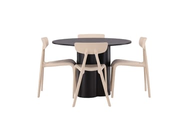 Rund matgrupp Venture Home Beige Svart 4st - Møbler - Borde - Spisebordssæt