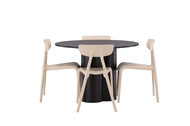 Rund matgrupp Venture Home Beige Svart 4st - Møbler - Borde - Spisebordssæt
