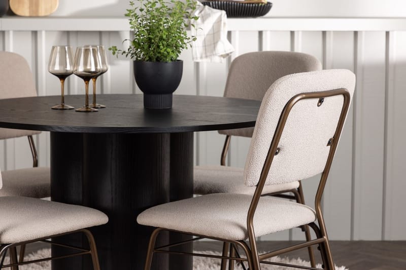 Rund matgrupp Venture Home Beige Svart 4st - Møbler - Borde - Spisebordssæt