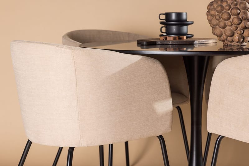 Rund matgrupp Venture Home Beige Svart 4st - Møbler - Borde - Spisebordssæt