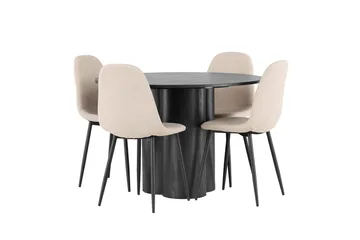 Rund matgrupp Venture Home Beige Svart 4st - Møbler - Borde - Spisebordssæt